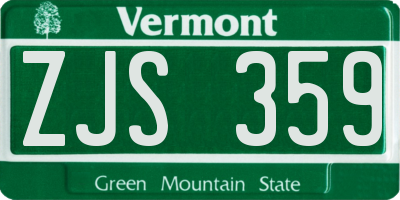 VT license plate ZJS359