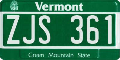 VT license plate ZJS361