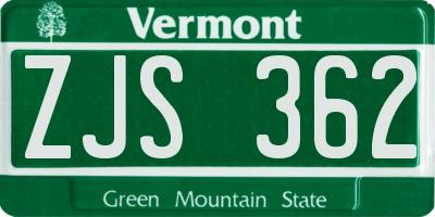 VT license plate ZJS362