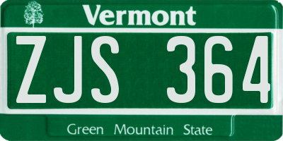 VT license plate ZJS364