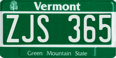 VT license plate ZJS365