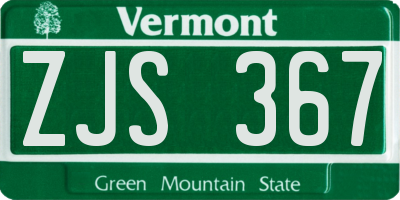 VT license plate ZJS367