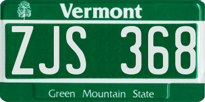 VT license plate ZJS368