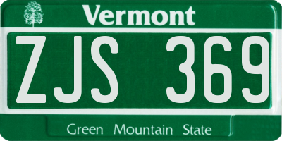 VT license plate ZJS369