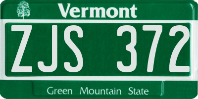 VT license plate ZJS372