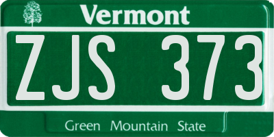 VT license plate ZJS373