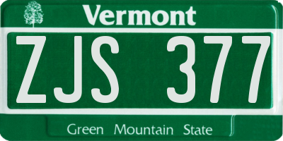 VT license plate ZJS377