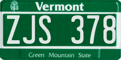 VT license plate ZJS378