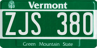 VT license plate ZJS380