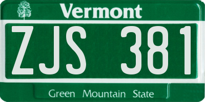 VT license plate ZJS381