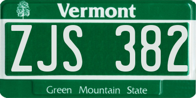 VT license plate ZJS382