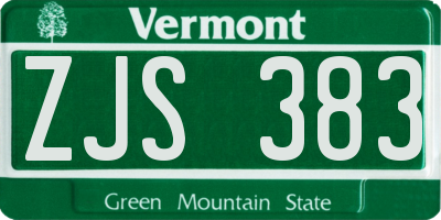 VT license plate ZJS383
