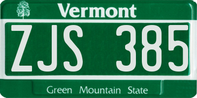 VT license plate ZJS385