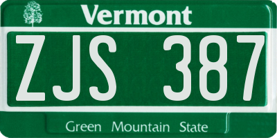 VT license plate ZJS387