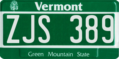 VT license plate ZJS389