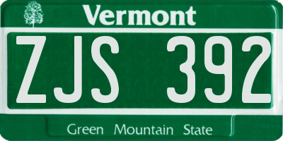 VT license plate ZJS392