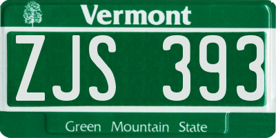 VT license plate ZJS393