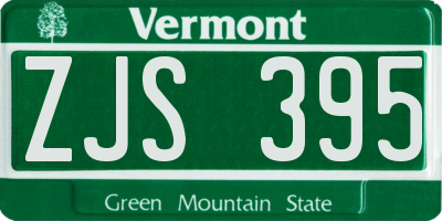 VT license plate ZJS395