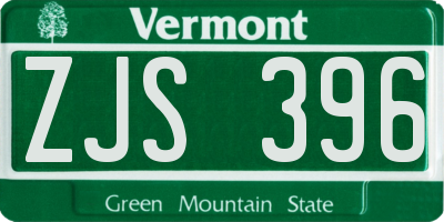 VT license plate ZJS396