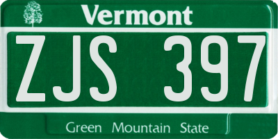 VT license plate ZJS397