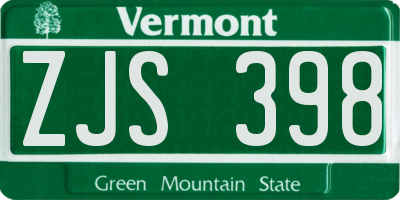 VT license plate ZJS398