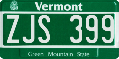 VT license plate ZJS399
