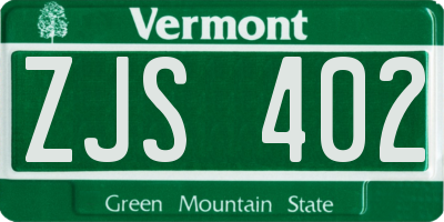 VT license plate ZJS402