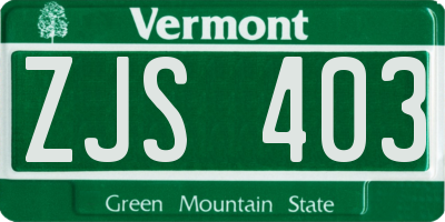 VT license plate ZJS403