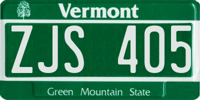 VT license plate ZJS405