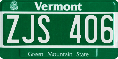 VT license plate ZJS406