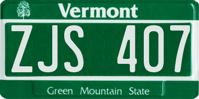 VT license plate ZJS407