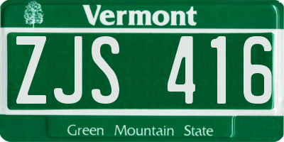 VT license plate ZJS416