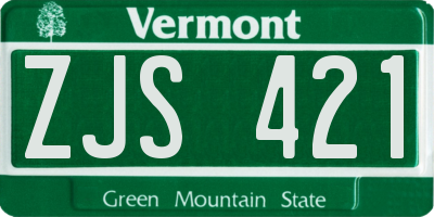 VT license plate ZJS421
