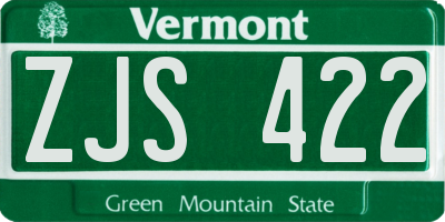VT license plate ZJS422