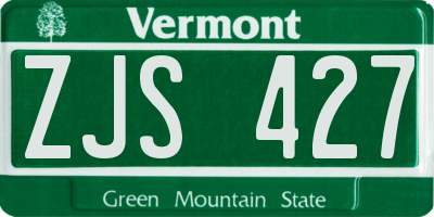 VT license plate ZJS427