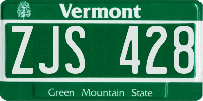 VT license plate ZJS428