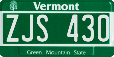 VT license plate ZJS430