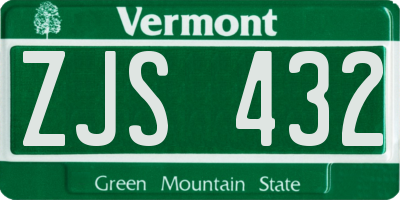 VT license plate ZJS432