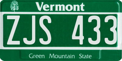 VT license plate ZJS433