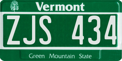 VT license plate ZJS434
