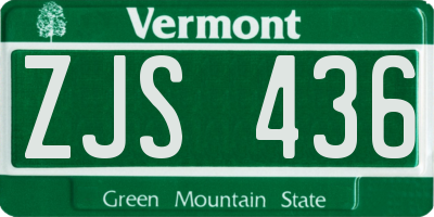 VT license plate ZJS436