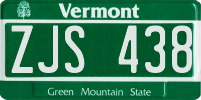 VT license plate ZJS438