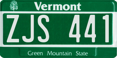 VT license plate ZJS441