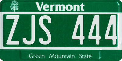 VT license plate ZJS444