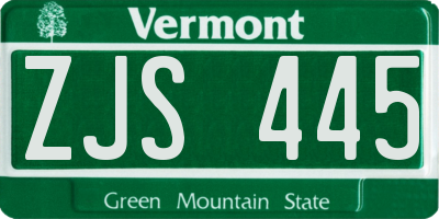 VT license plate ZJS445