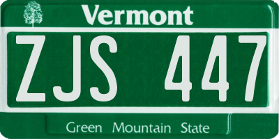 VT license plate ZJS447