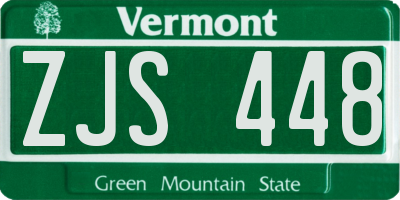 VT license plate ZJS448