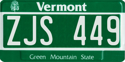 VT license plate ZJS449