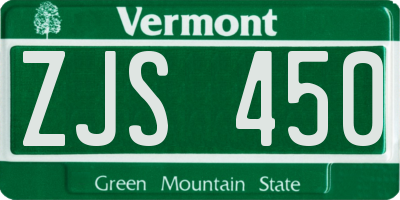 VT license plate ZJS450