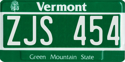 VT license plate ZJS454
